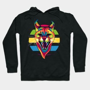 African Wild Cat Roaring Face Hoodie